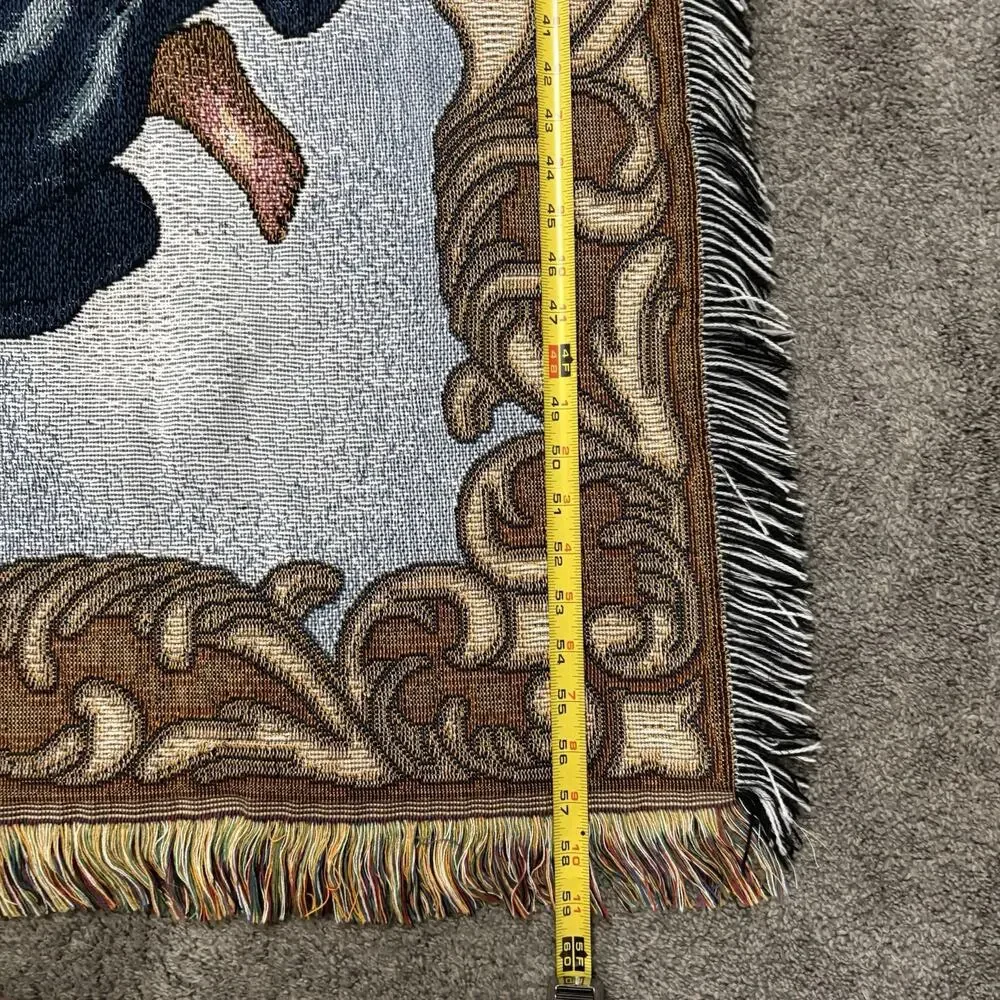 Vintage American Weavers Guardian Angel Throw Tapestry Wall Hanging 48 X 57